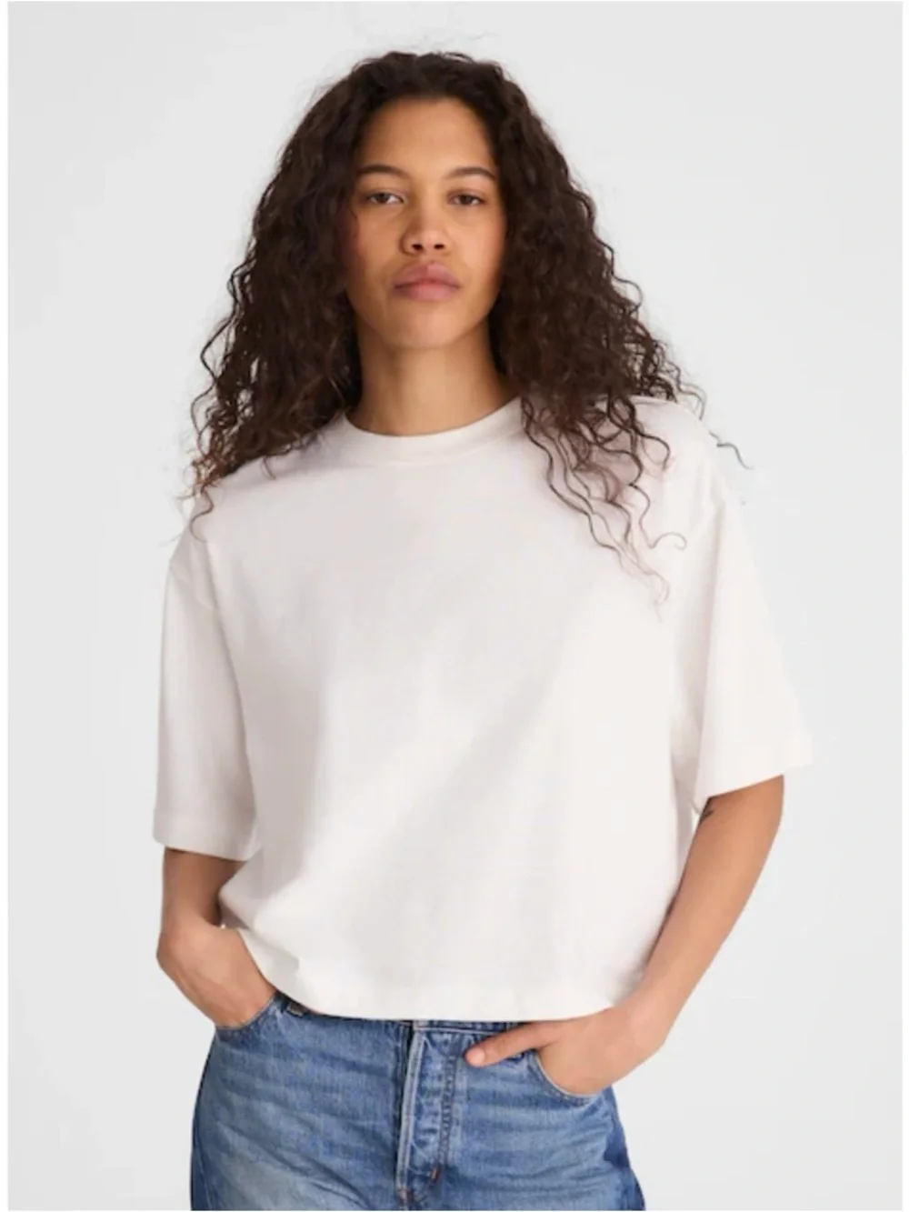 NWT Madewell The Boxy Crop Tee Short Sleeve Allday Jersey White - Picture 1 of 7